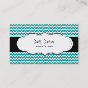 Turquoise Stylish Chevron Business Cards