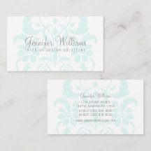 Turquoise Subtle Damask Business Card
