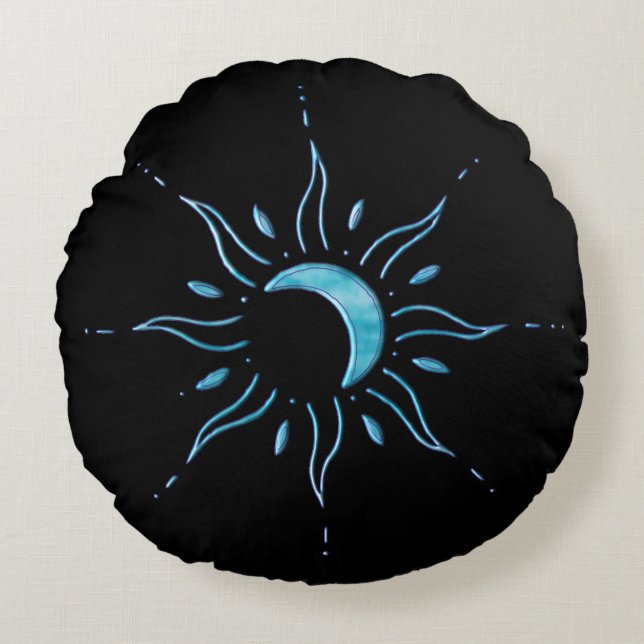 Turquoise Sun  Round Cushion (Front)