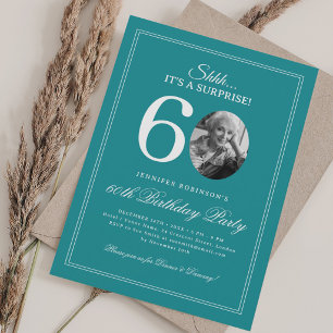 Turquoise   Surprise 60th Birthday Party Invitation