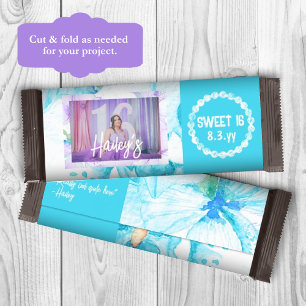 Turquoise Sweet 16 Personalised Candy Bar Wrapper