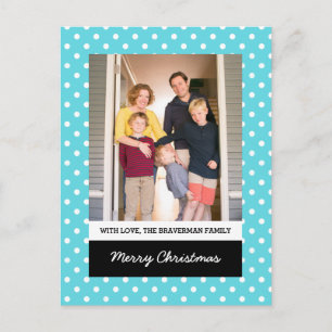 Turquoise Sweet Polka Dot Holiday Photo Postcard