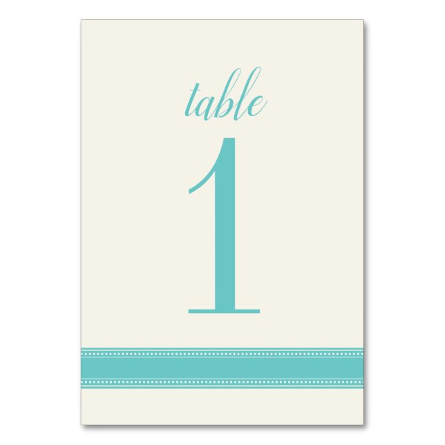 Turquoise Table Number, Caroline Wedding  Number (Front)