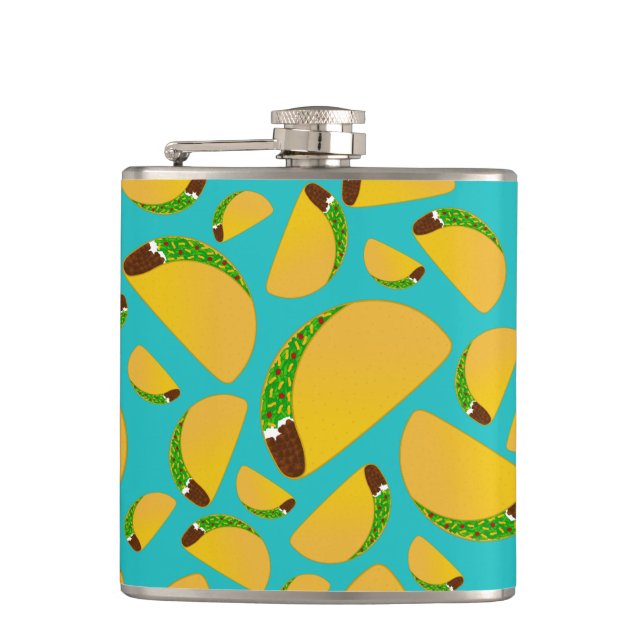 Turquoise tacos hip flask (Front)