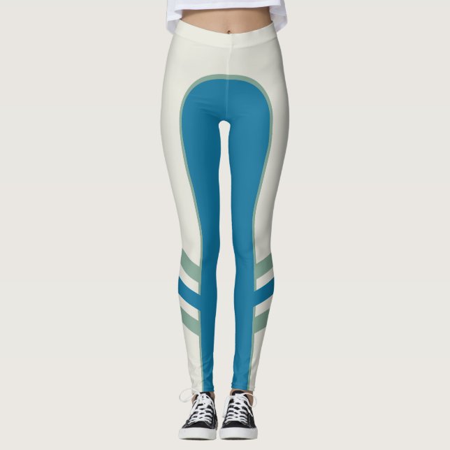 Turquoise Tamed Side Band Leggings (Front)