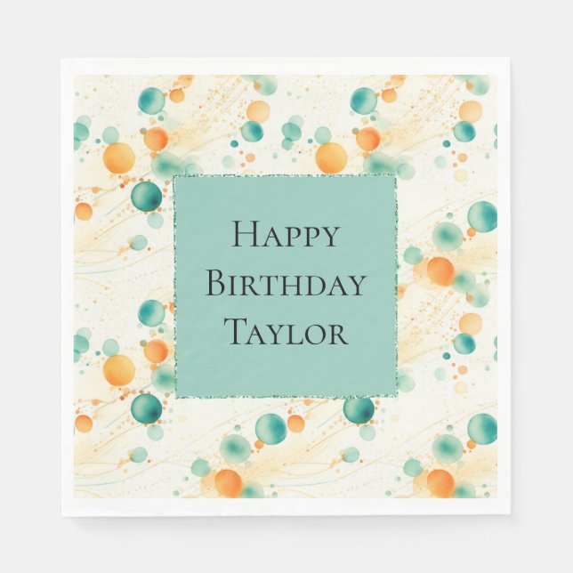 Turquoise Tangerine Circles Napkin (Front)