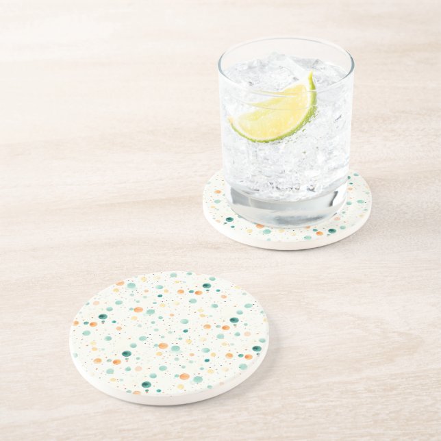 Turquoise Tangerine Dots Coaster (Side)