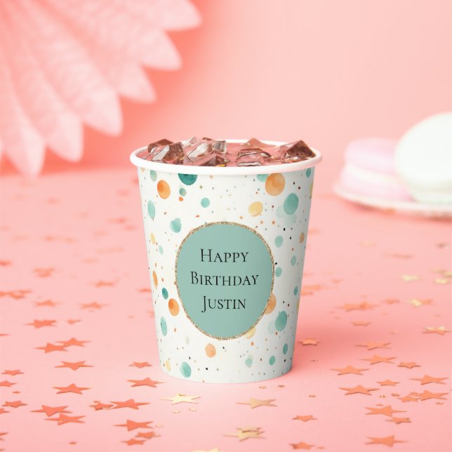 Turquoise Tangerine Dots Paper Cups (Insitu)