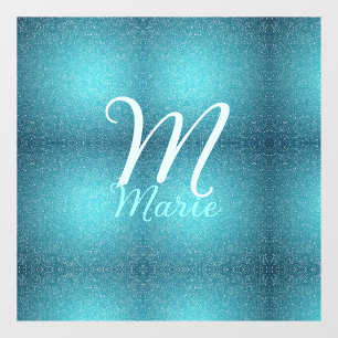 Turquoise teal agate aqua monogram add letter text