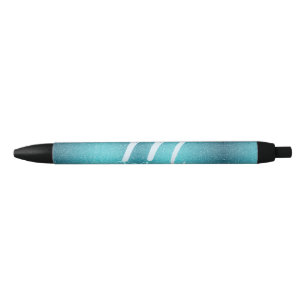 Turquoise teal agate aqua monogram add letter text black ink pen