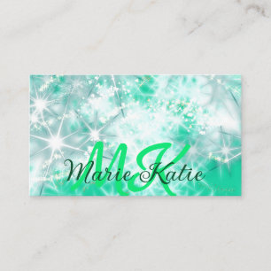Turquoise teal agate aqua monogram add letter text business card