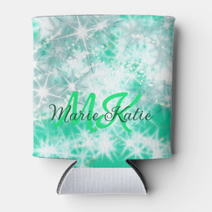 Turquoise teal agate aqua monogram add letter text can cooler