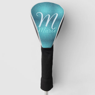 Turquoise teal agate aqua monogram add letter text golf head cover