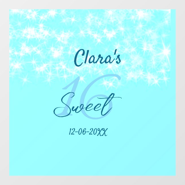 Turquoise teal agate sweet 16 birthday add name da (Sheet)