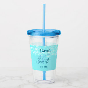 Turquoise teal agate sweet 16 birthday add name da acrylic tumbler