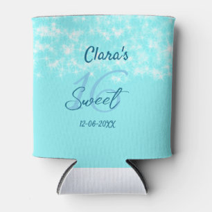Turquoise teal agate sweet 16 birthday add name da can cooler
