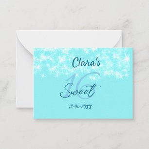 Turquoise teal agate sweet 16 birthday add name da card
