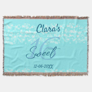 Turquoise teal agate sweet 16 birthday add name da throw blanket