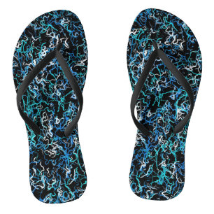 Turquoise, Teal and Black Abstract  Jandals