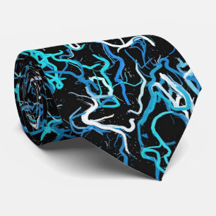 Turquoise, Teal and Black Abstract Tie
