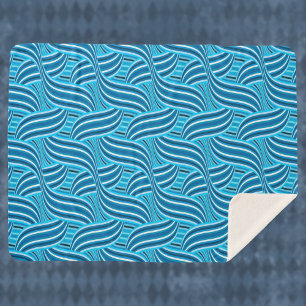 Turquoise Teal and Blue Swirled Ribbons Sherpa Blanket
