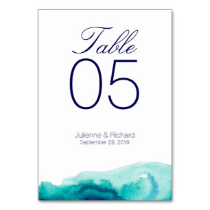 Turquoise Teal Beach Wedding Table Cards
