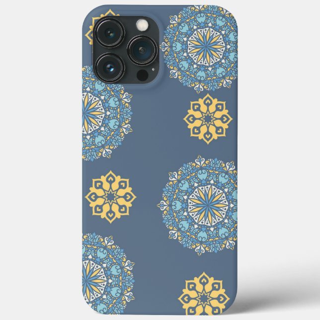 Turquoise Teal Blue an yellow Mandala Art Pattern  Case-Mate iPhone Case (Back)