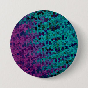 Turquoise Teal Blue and Purple Violet Mosaic 7.5 Cm Round Badge