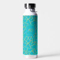 Turquoise Teal Blue Gold Vein Kintsugi Initials
