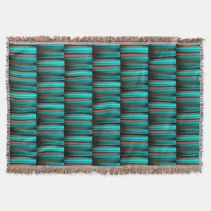 Turquoise Teal Blue Green Orange Abstract Pattern Throw Blanket