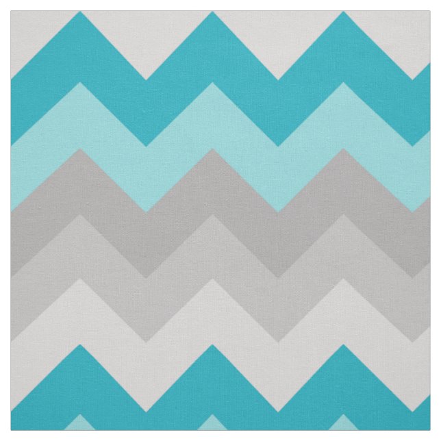 Turquoise Teal Blue Grey Grey Chevron Ombre Fabric (Swatch)