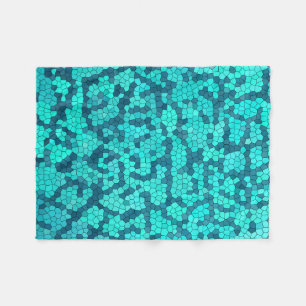 Turquoise Teal Blue Pattern Fleece Blanket