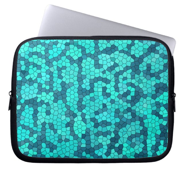 Turquoise Teal Blue Pattern Laptop Sleeve (Front)
