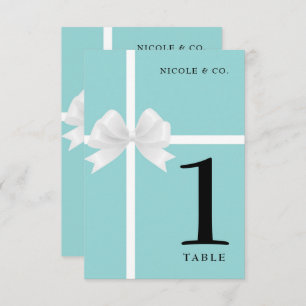 Turquoise Teal Blue & White Bow Table Numbers