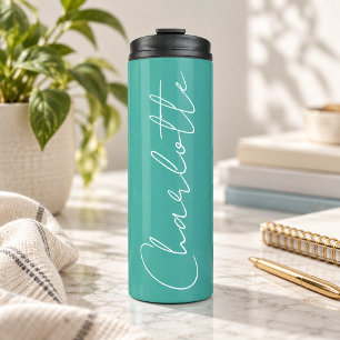 Turquoise Teal Custom Name Bachelorette Party Gift Thermal Tumbler