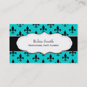 Turquoise / Teal Fleur de Lis business cards
