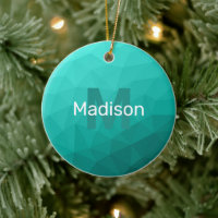 Turquoise teal geometric mesh pattern Monogram