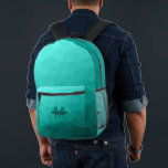 Turquoise teal geometric mesh pattern Monogram Printed Backpack<br><div class="desc">Turquoise teal geometric mesh pattern Monogram Printed Backpack. Cool fashion accessory bag for everyone. 
Turquoise teal Triangle geometric mesh with light to dark ombre gradient design. Create a unique and personalised backpack with a custom touch! Modern monogram with your initial and your name for that extra personal flair.</div>