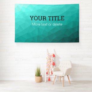 Turquoise teal geometric mesh Triangle custom text Banner