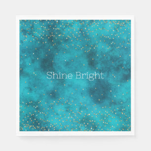 Turquoise Teal Gold Sparkle Napkin