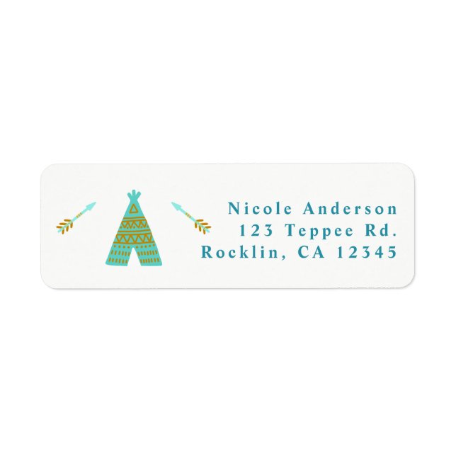 Turquoise Teal Gold Tepee Birthday Party (Front)