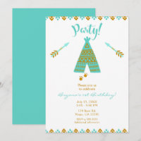 Turquoise Teal & Gold Tepee Modern Birthday Party
