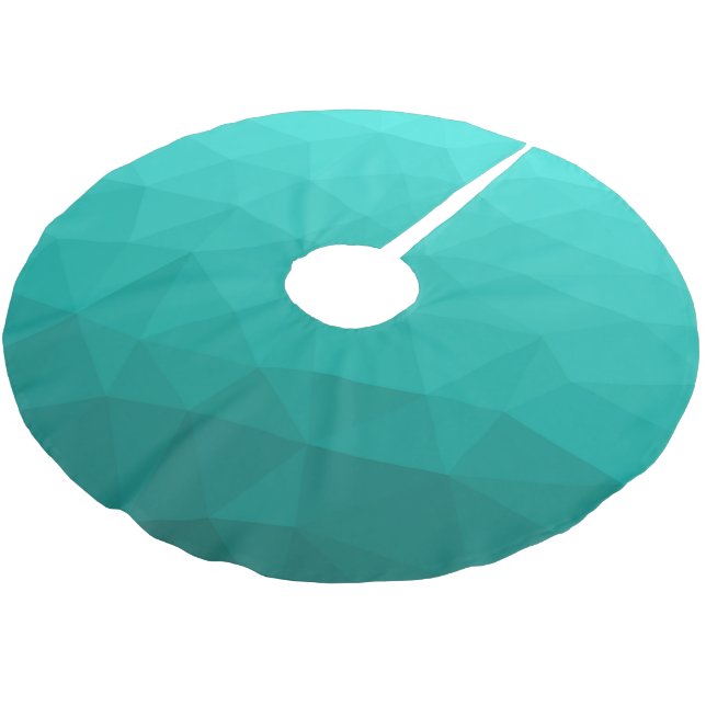 Turquoise teal gradient geometric mesh pattern brushed polyester tree skirt (Angled)