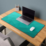 Turquoise teal gradient geometric mesh pattern desk mat<br><div class="desc">Unique cool desk mat for his office,  room,  work,  man cave,  gaming room.. 
Teal green blue gradient geometric mesh pattern. Triangle geometric mesh with blue ombre gradient.</div>