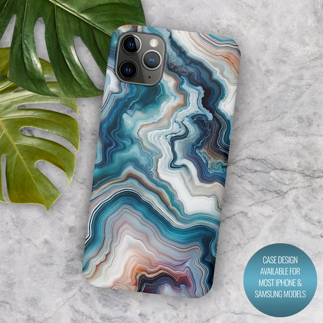 Turquoise Teal Light Blue Purple Quartz Pattern iPhone Case (Creator Uploaded)