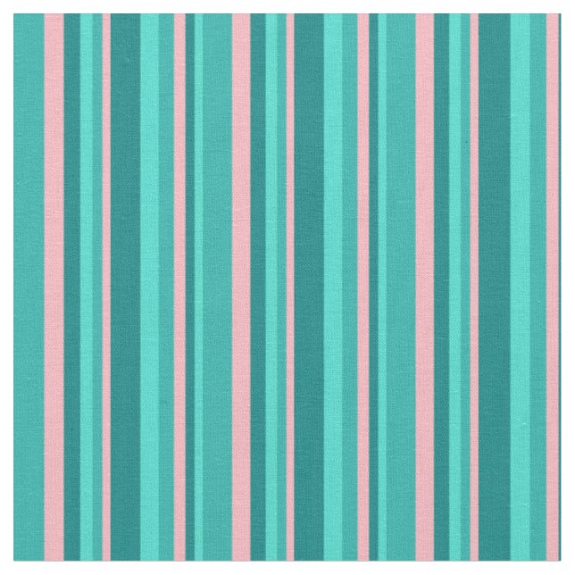 Turquoise, Teal, Light Pink & Light Sea Green Fabric (Close Up)