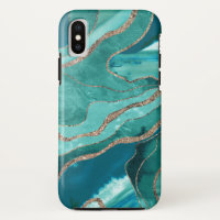 Turquoise Teal Marble Agate Gold Glitter Glam #1