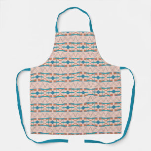 Turquoise Teal Rust Coral Horizontal Southwest  Apron