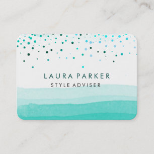 Turquoise Teal Watercolor Beach Blue Subtle Business Card