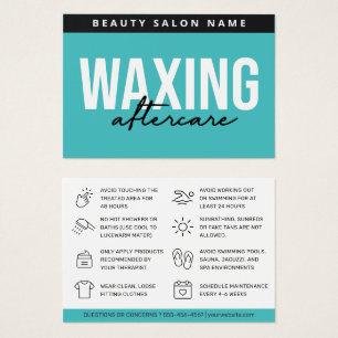Turquoise Teal Waxing Aftercare Card Hair Removal